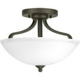thumbnail image 3 of Progress Lighting Laird 2-Light Semi-Flush Mount Ceiling Light, Brushed Nickel, Glass Shade, 3 of 5