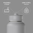 thumbnail image 2 of Hydrapeak 32oz Sport Insulated Water Bottle with Straw or Chug Lid, Leak & Spill Proof, Keeps Drinks Cold for 24 Hours, Hot for 12 Hours, Premium Stainless Steel Water Bottles (32oz, Grey), 2 of 9