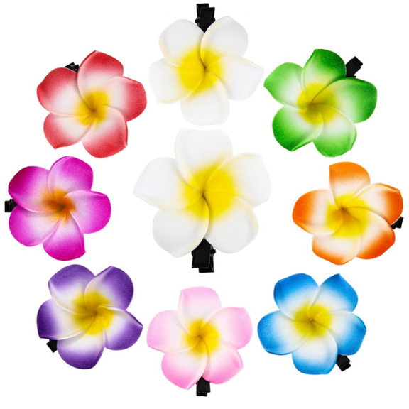 40 Pack Hawaiian Flower Hair Clips, Plumeria Hair Accessories Clip for Women, Beach Pool Vacation Outfit, Luau Party Supplies favors, Bridal Wedding