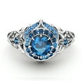 thumbnail image 2 of Halo Vintage Inspired Blue Diamond White Gold Engagement Ring, 2 of 4