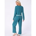 thumbnail image 3 of DARING DIVA Long Sleeve Crewneck Lounge Sets Contrast Color Trims L Blue, 3 of 6