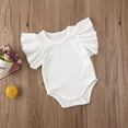 thumbnail image 3 of Wassery Baby Boys Girls Summer Rompers Solid-Color Ribbed Crew Neck Ruffle Sleeves Clothes Set Jumpsuit for Infant 0-18 Months, 3 of 7