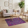 thumbnail image 3 of ODIKA 4'x6' Dense Bloom Clusters Electric Fuchsia Plum Symmetrical Motif Washable Area Rug None Non-Slip, Chair-Friendly, Flatwoven for Home Office, Under Desk, 3 of 7