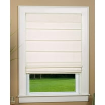 Linen Style Fabric Cordless Roman Shade Room Darkening Roman Shade for Windows - Thermal Backed Insulated Roman Shade (Alabaster, 27" Wide x 64" Long)