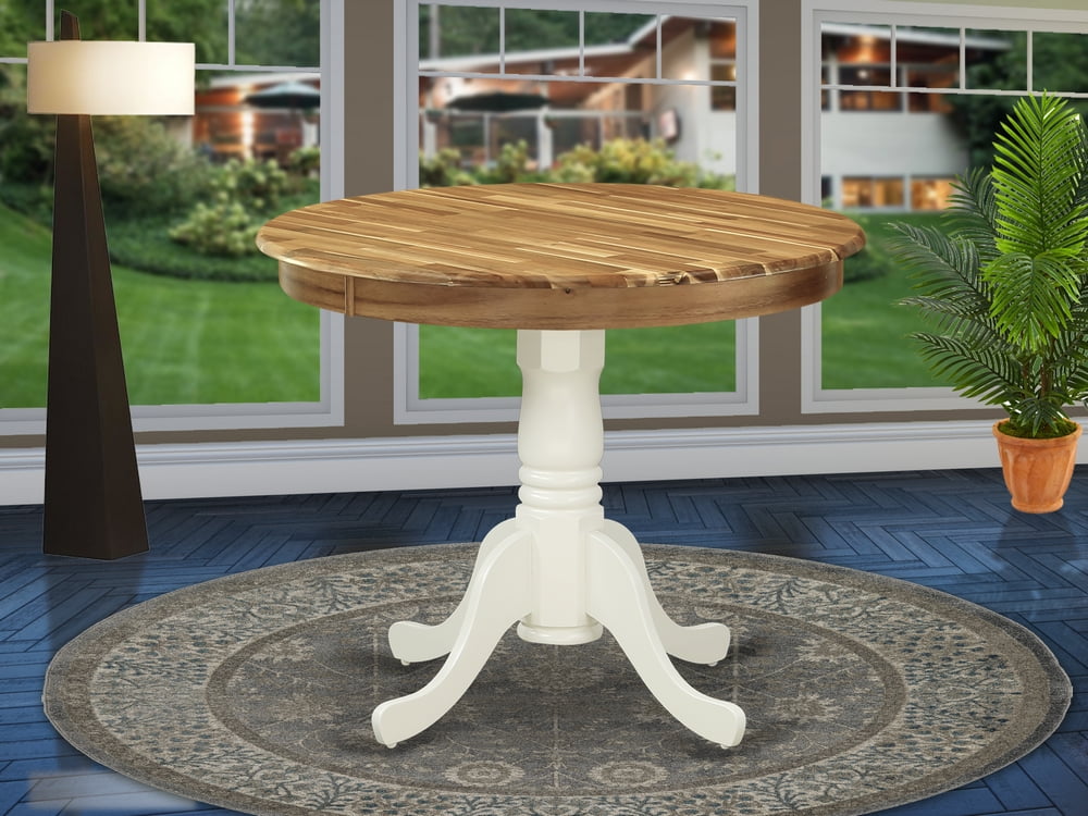 East West Furniture Amt Nlw Tp Antique, White Round Pedestal Dining Room Table