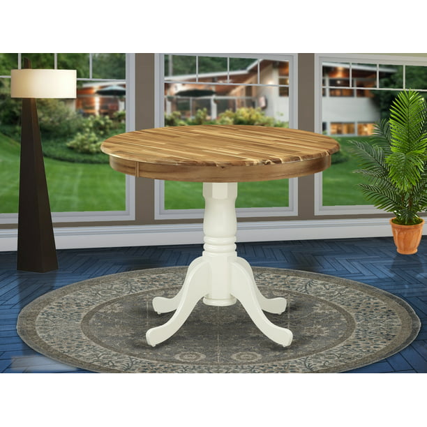 East West Furniture Amt Nlw Tp Antique, Antique Round Pedestal Table With Drawer