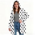 thumbnail image 5 of Womens Fuzzy Hoodies Polka Dot Button Down Loose Long Sleeve Fleece Jackets Mid-Long Plush Soft Casual Outerwear, 5 of 7