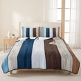 thumbnail image 3 of Queen Quilt Set 90''x96'', Blue Brown Farmhouse Lightweight Summer Bedspread Coverlet Set with 2 Pillow Shams, Vintage Retro Wooden Breathable All Season Quilt Bedding for Bedroom/Guest Room, 3 of 9