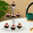 thumbnail image 4 of Bandeja para té de la tarde, bandeja para pasteles, macarrones, galletas, torre para cupcakes de 3 niveles, soporte para exhibición de 24 cupcakes, acrílico de varios niveles, 4 of 6