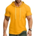 thumbnail image 2 of Pullover de Manga Corta para Hombres Casual Sólido de Moda con Capucha de Bolsillo Deportivo Camiseta Superior, 2 of 7
