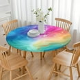 thumbnail image 3 of Colorful Wave Pattern Round Fitted Tablecloth with Elastic Edge,Dining Table Cover Waterproof,Outdoor Round Tablecloth for Camping,Dining,Indoor and Outdoor, 3 of 7