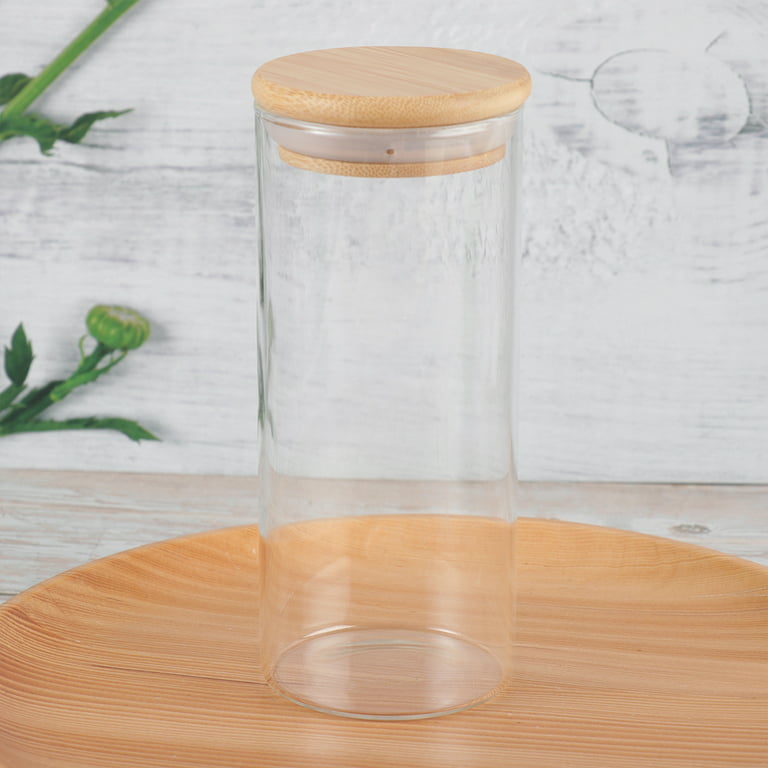EZOWare Set of 4 Airtight Glass Jars, 46 Fl oz Storage Clear