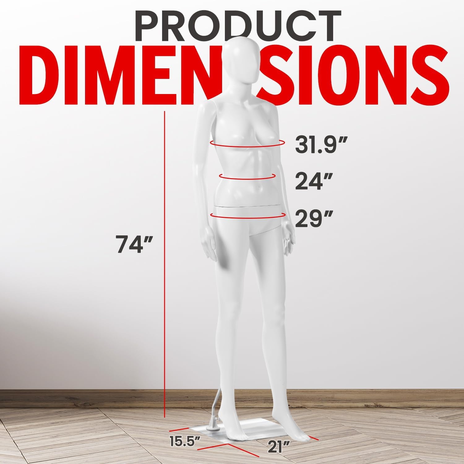 Female Form Mannequin - Versatile 360° Design, Easy Assemble, Full Body Dress Form Female Mannequin with Adjustable Posture, Turnable Head & Flexible Limbs - White
