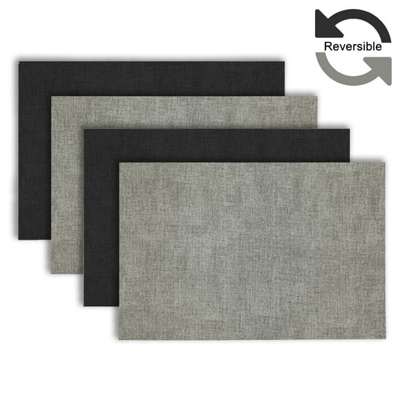 Ala Carte by Dainty Home Amalfi Linen Textured Faux Leather Placemats – Set of 4, Reversible, Non-Slip, Washable, Heat & Tear Resistant – 12x18 in Dining Table Mats
