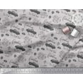 thumbnail image 2 of Soimoi Gray Rayon Fabric Cartruck & Farmhouse Text Print Fabric by the Yard 56 Inch Wide, 2 of 3