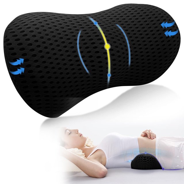 Almohada de Apoyo Lumbar, Soporte Lumbar Para Silla De Oficina Y Auto,Cojín Soporte Lumbar Para Espalda, Soporte Ergonómico Con Esponja Memoria, Respaldo Con Cubierta Antiestática Y Correas Ajustables