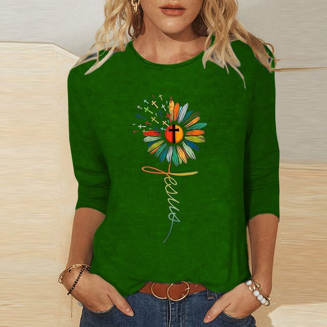 EGNMCR Easter T-Shirt Imprimé T-Shirts Graphiques pour Femmes Chemises pour Femmes Femmes Manches 3/4 Chemises Décontractées Chandail Tunique Ample Hauts Blouse Imprimée T-Shirts pour Femmes