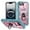 Pink+Green, variant on Design for iPhone 16E Heavy Duty Phone Case with Camera Lens Sliding Cover Ring Holder Kickstand - Shockproof Armor Military Grade Bumper Protective Case for Women Men, White+Black