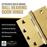 Embassy 3” x 3” Ball Bearing Door Hinge Heavy Duty Hinges Polished Brass with Flat Tips