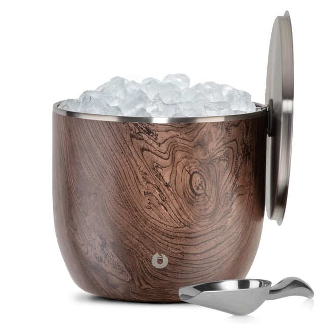 Cubeta de Hielo SNOWFOX XL Premium con Aislamiento al Vacío 7L Nogal Oscuro