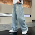 thumbnail image 2 of Teen Boys Denim Pants Jogger Pants ForBoys Elastic High Waisted Straight with Pocket Classic Fit Jogger Clothes 13-14 Years, 2 of 9