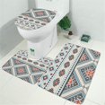 thumbnail image 2 of Multicolor Floral and Geometric Boho Pattern Bathroom Rugs Sets 3 Piece,Toilet Cover Set,Absorbent Non Slip Bathroom Mats Sets with U-Shaped Contour Rug Toilet Rug Set, 2 of 5