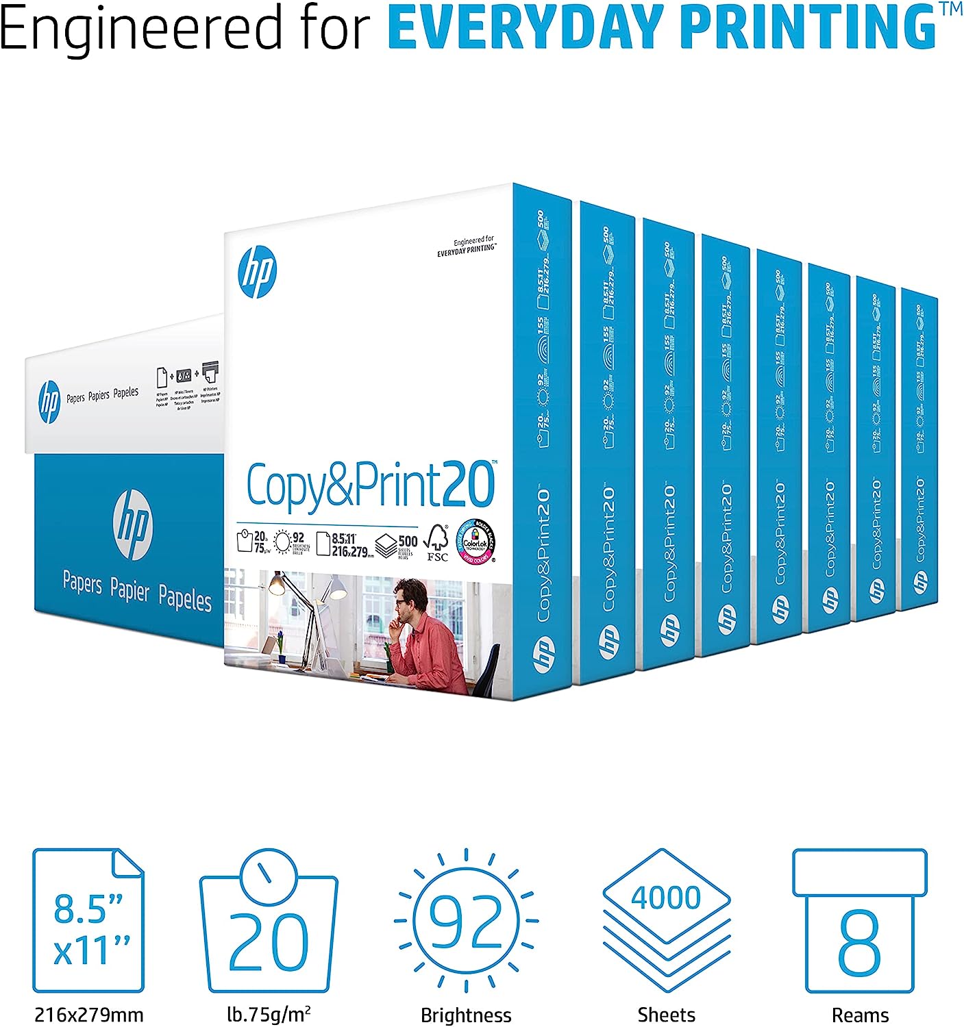 HP Home & Office Printer Paper, 20lb, 4000 Sheets photo 2