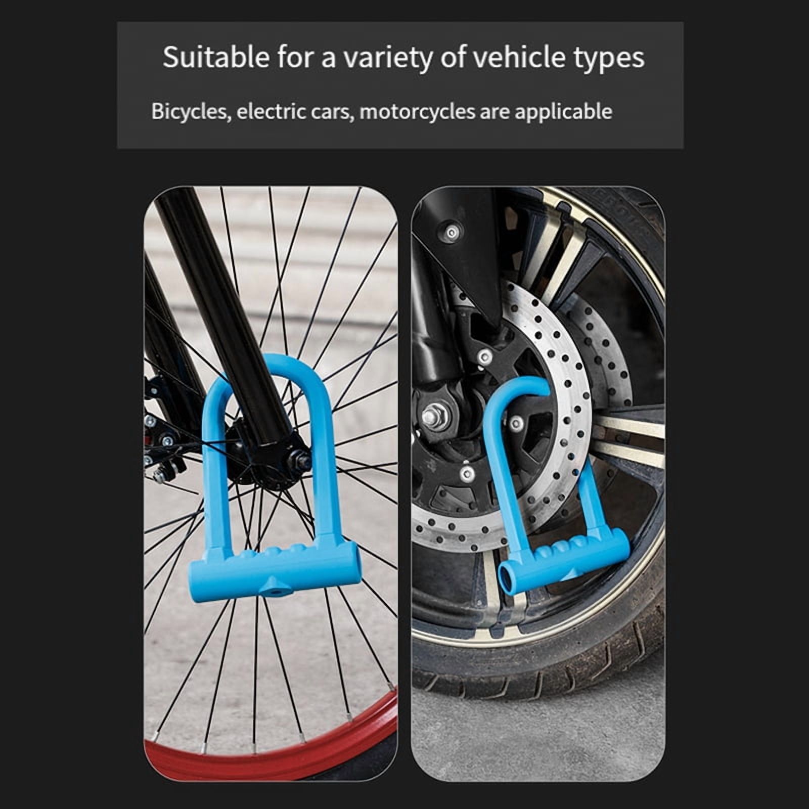 Bike Lock Anti-Theft Mountain Bike Road Bike Silicone U-Lock Helmet Bicycle Electric Scooter Blue,1 x Padlock,Blue