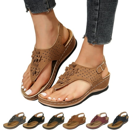 

bvgfsahne Ergonomic Design Wedge Toe Post Sandals Mitigate Foot Fatigue Comfortable And Functional Shoes