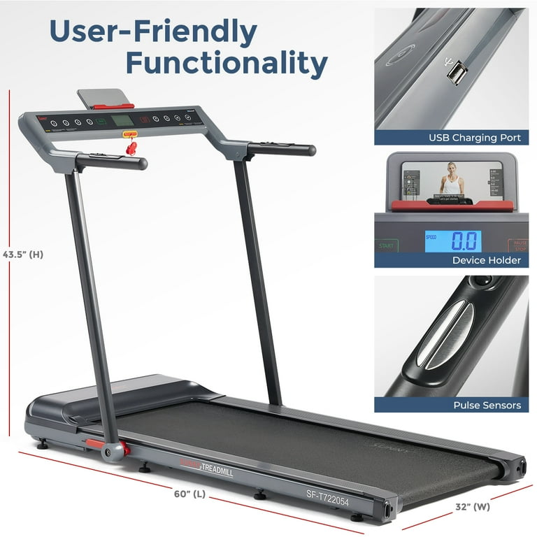 Sunny Health & Fitness Smart Treadmill, Wide Belt, Custom