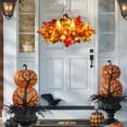 thumbnail image 2 of geerera Halloween Wreath with lights, Maple Leaf and Pumpkin Wall Hanging, for Front Door Decor, Harvest Festival Display, Seasonal Arrangement, 2 of 6