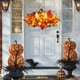 thumbnail image 1 of Corona de Halloween | Corona de otoño con calabaza y hojas | Adorno para puerta para festival de la cosecha | Decoración de mesa para Acción de Gracias en otoño, 1 of 6