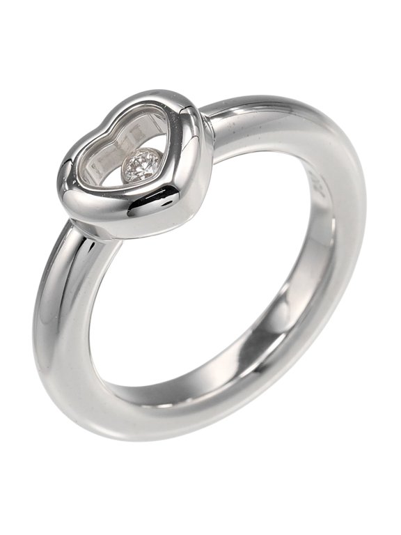 Pre-Owned Chopard Happy Diamonds Heart Ring, Size 10, 18K White Gold, Diamonds, Approx. 8.2g