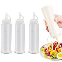 Triani 3Pcs Food Grade Plastic Squeeze Condiment Bottles 8oz Empty Ketchup and Mustard Squirt Bottles Plastic Dressing Squirt Bottles with Cap Lids for Kitchen