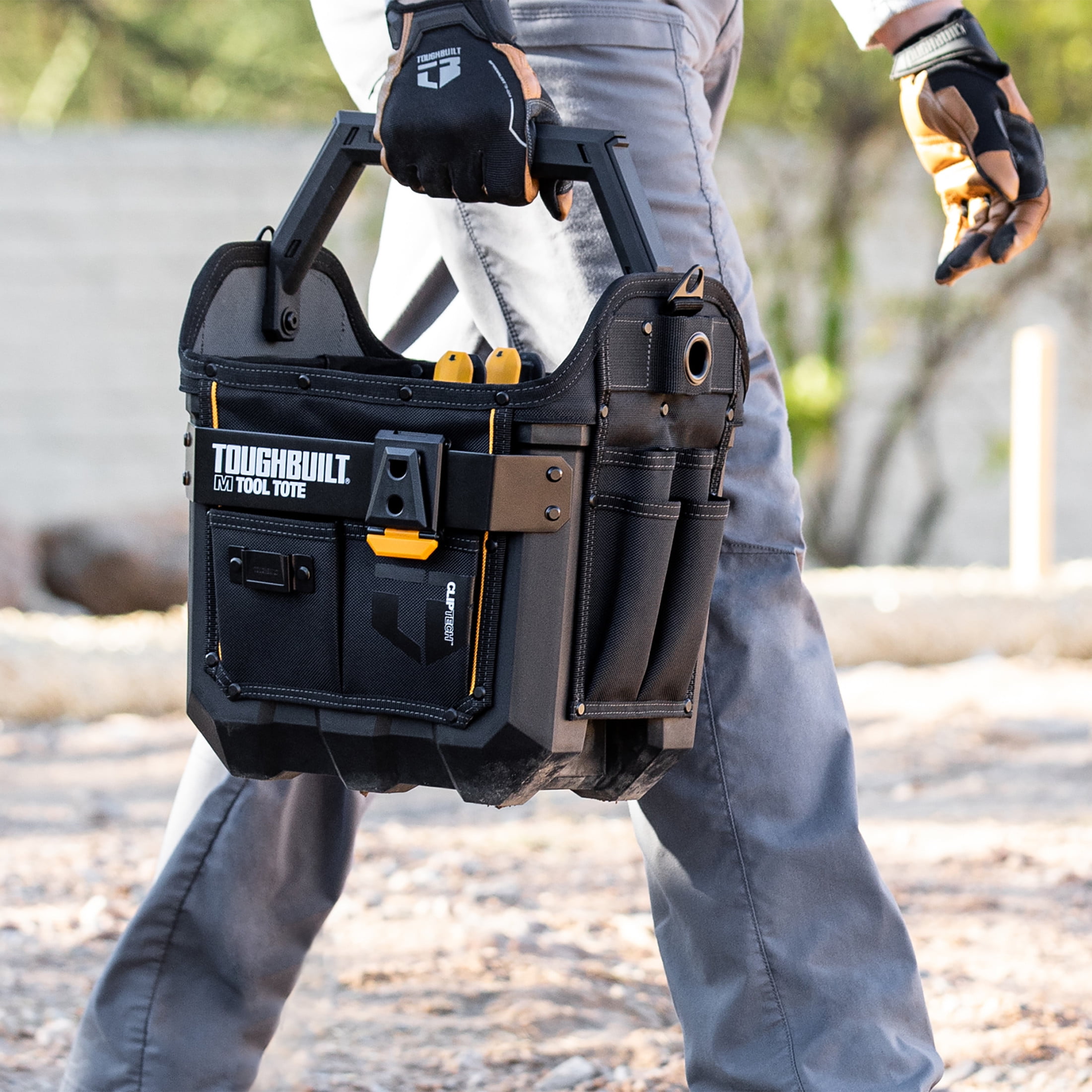 ToughBuilt – 12" Massive Mouth Tool Bag, Compact Wide-Opening Hard Body Tote Bag