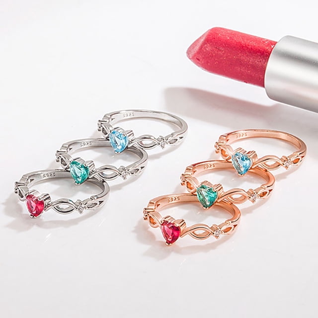 Anillo De Circonita En Forma De Corazón Amor | Apertura Ajustable Accesorios Para Mujer Oro Rosa De 18 Quilates