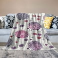 thumbnail image 2 of Nawypu  Hedgehog Throw Blanket, Watercolor Style Funny Smiling Spiny Mammals with Hand Drawn Daisy Flowers, Flannel  Accent Piece Soft Couch Cover for Adults,  Pink Purple White, 2 of 6