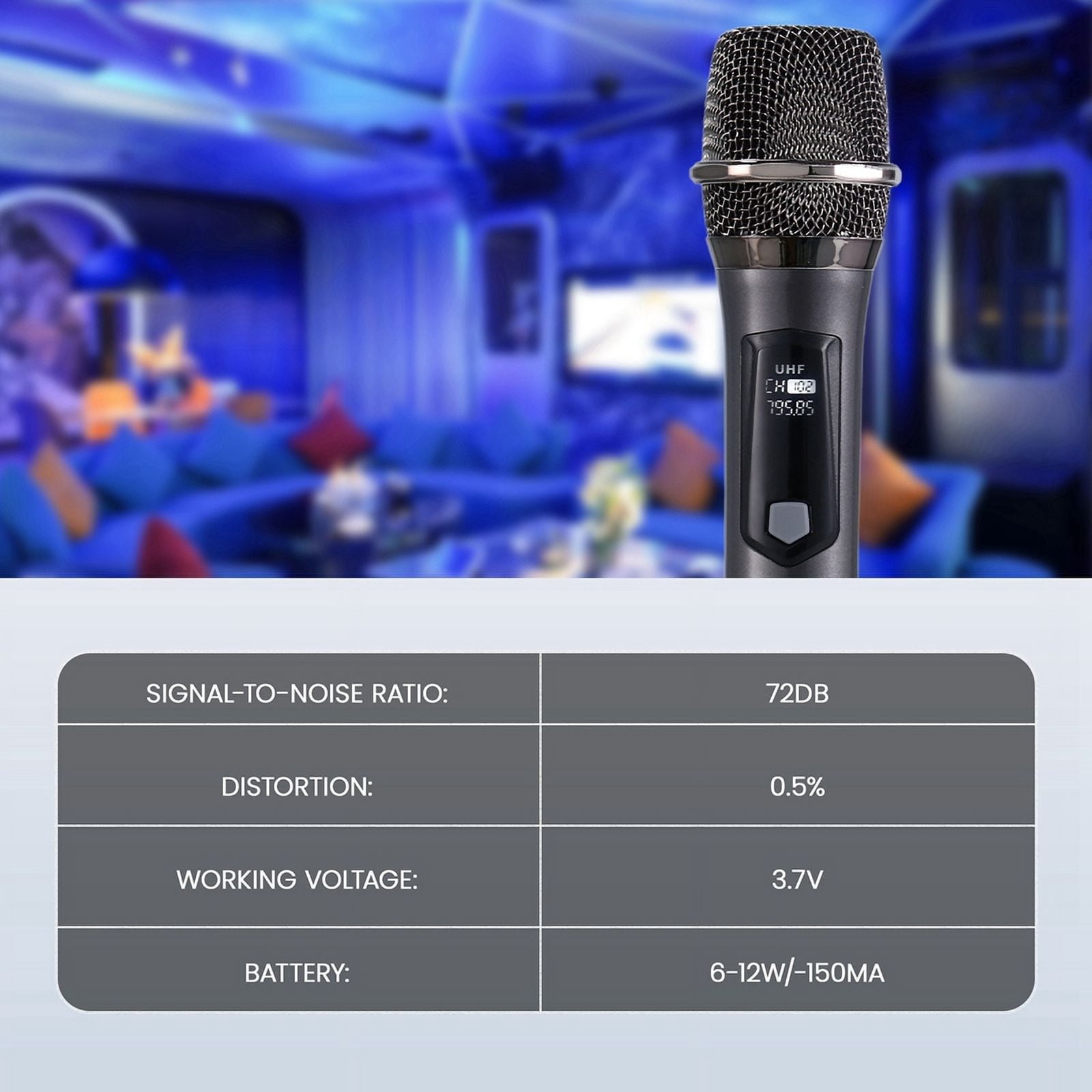 Wireless One-to-Two Home Microphone 6.35 Interface Professional Handheld Microphone for KTV Performance Stage Gray
