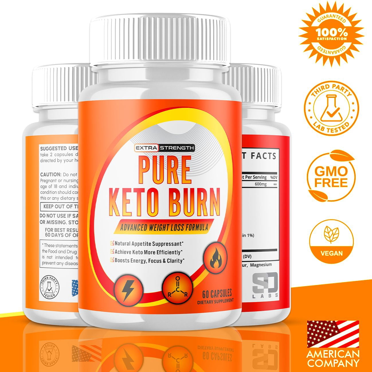 (3 Pack) Pure Keto Burn - Supplement for Weight Loss - Energy & Focus Boosting Dietary Supplements for Weight Management & Metabolism - Advanced Fat Burn Raspberry Ketones Pills - 180 Capsules