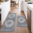 thumbnail image 3 of TEMOGU-Kitchen Mats for Floor 2PCS, Washable Anti Fatigue Mat for Cushioned, 17.3"x47"+17.3"x30", Waterproof Kitchen Rugs, Non Slip Comfort Standing Mat Rug for Home, Sink, Laundry, Center Blue, 3 of 4
