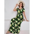 thumbnail image 6 of Chiclily Women's Maxi Dresses Short Sleeve Long Casual Dresses Loose Plain with Pockets, Black Yellow Lily S, 6 of 7