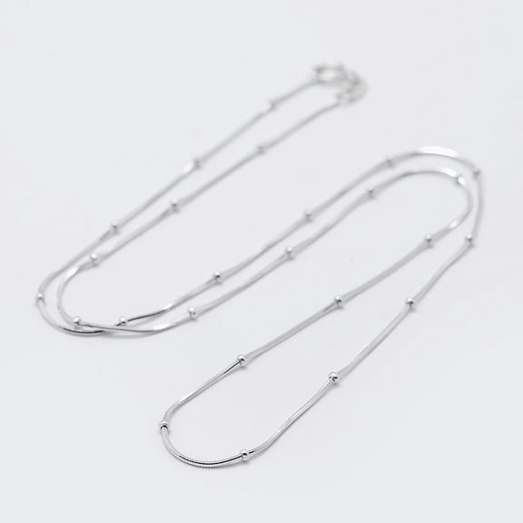 Sterling Silver Snake Chain Necklaces with Beads with 925 Stamp Silver 18 inch (45mm) 0.7mm