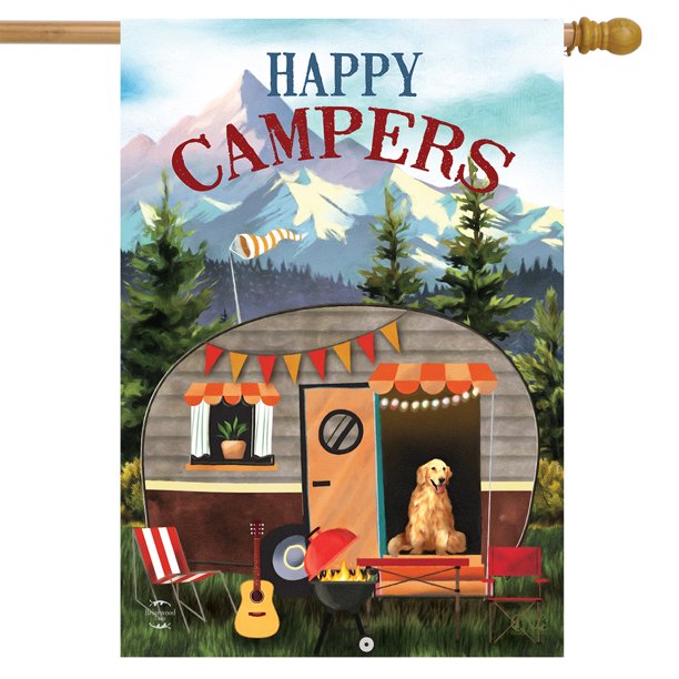 Great Outdoors Camper Fall House Flag Dog Autumn 28