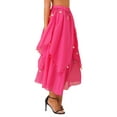 thumbnail image 3 of Kaerm Women's Bell Dance Chiffon Skirt with Coin Tribal Folk Dance Swing Dress Belly Dancewear Hot Pink One Size, 3 of 8