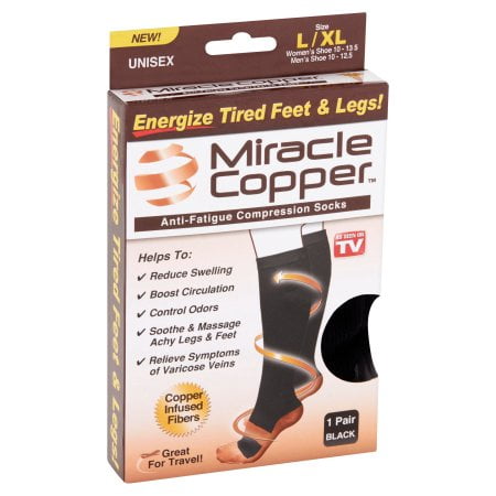 Compression Baseball Socks - As Seen on TV Miracle Copper, Copper-Infused Compression Socks, L/XL