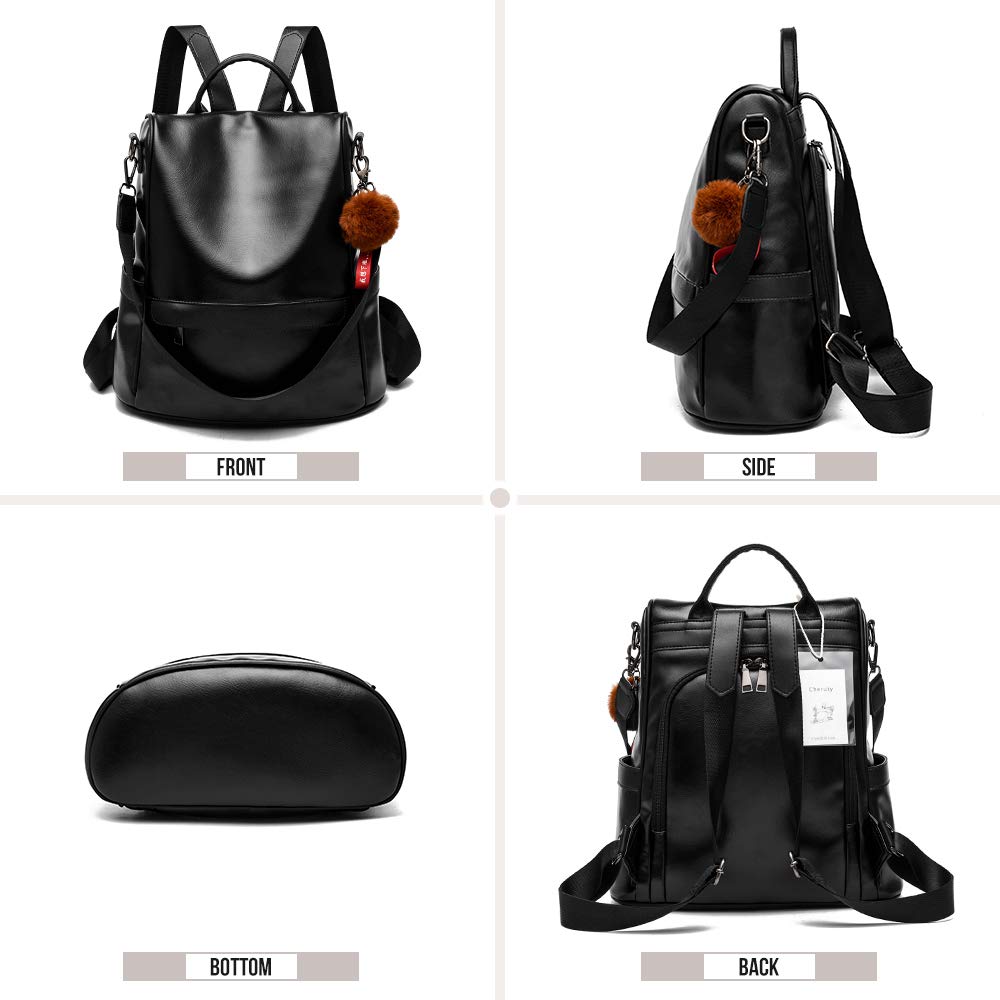 Cheruty Women Backpack Purse PU Leather Anti-theft Casual Shoulder Bag ...