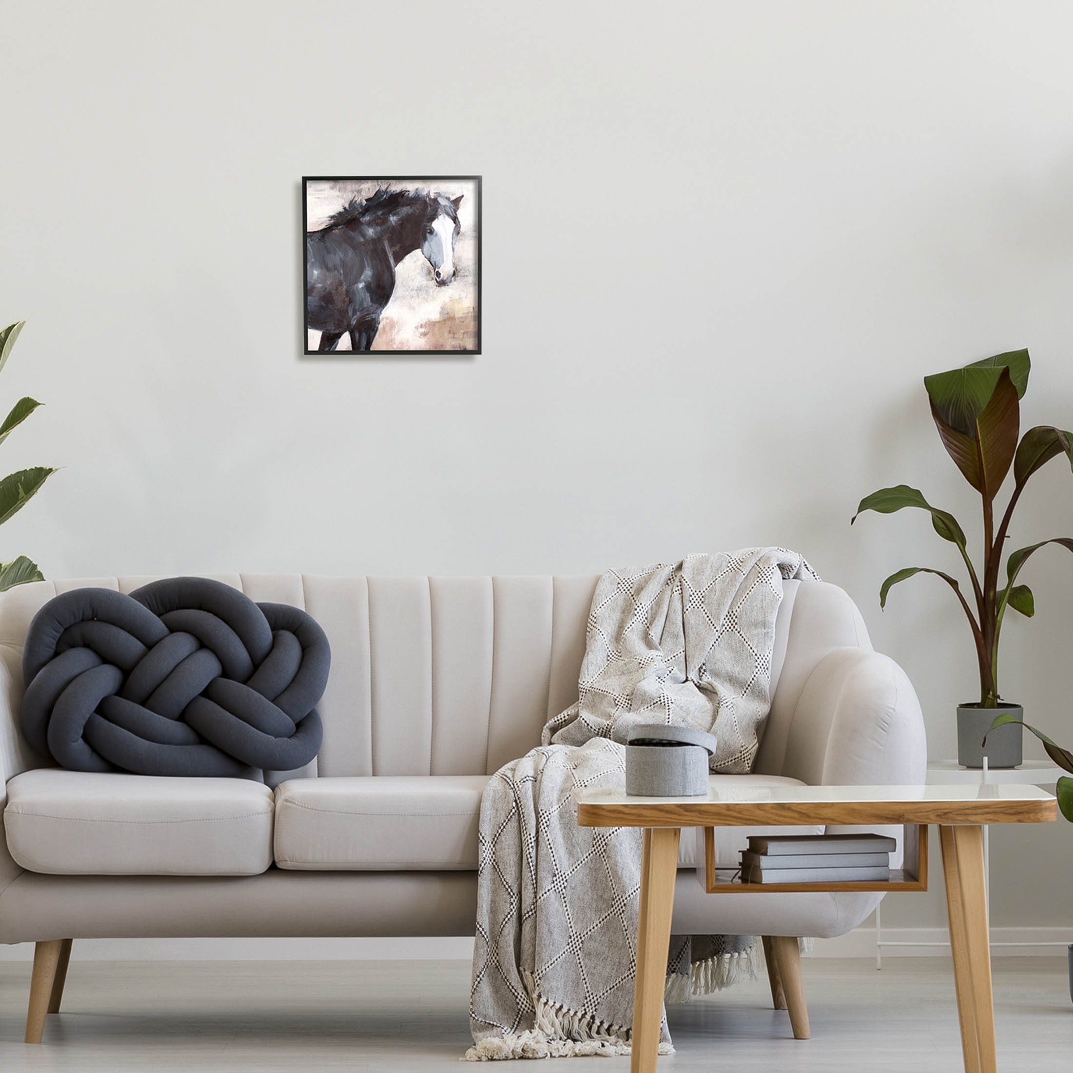 Stupell Industries Breezy Country Stallion Horse Painting Painting Black Framed Art Print Wall Art, Design by Nina Blue