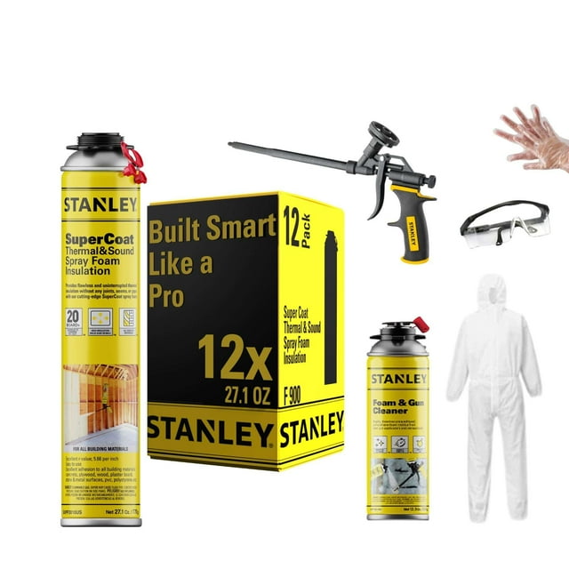 Kit aislante de espuma en aerosol STANLEY Supercoat, 800 ml, paquete de 12
