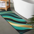thumbnail image 2 of Teal Gold Marble Pattern Bathroom Rugs Mat,Non Slip Microfiber Bathroom Rug,Rubber Backing,Soft Bathroom Mats for Bathroom Floor,Tub and Shower,47x17in(120x43cm), 2 of 4