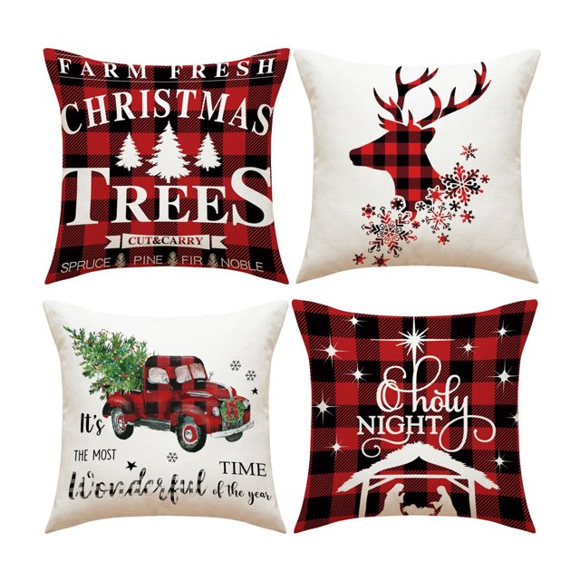 Fundas de almohada decorativas navideñas, material cómodo y transpirable, exquisita artesanía con cremallera oculta para diversas decoraciones del hogar